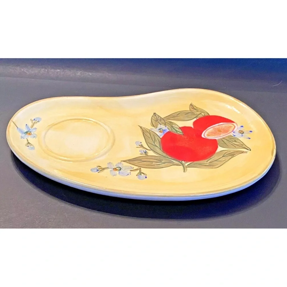 Vintage Lillian Vernon‎ Ceramic Fruit Snack Plate and Mug Set Yellow